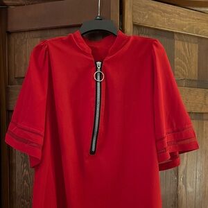 WOMENS RED ZIPPER TOP